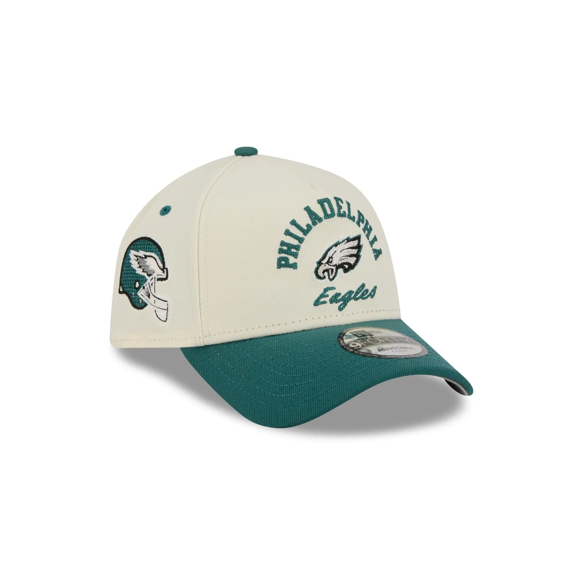 Philadelphia Eagles Chrome White Arched 9FORTY A-Frame Snapback Hat sold by New Era