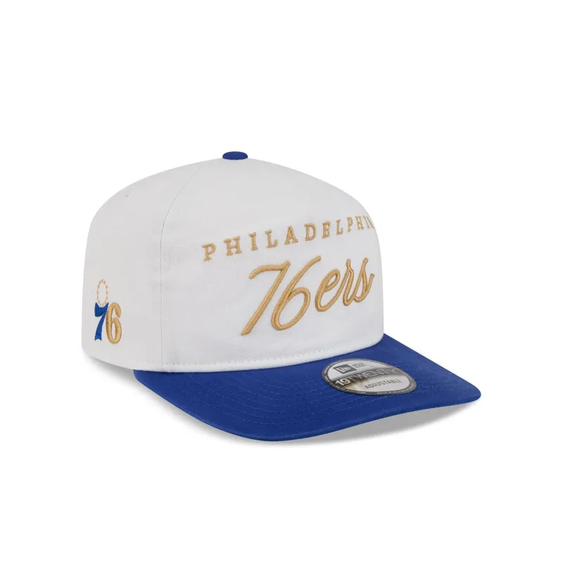 Philadelphia 76ers Gold Scripted 19TWENTY Adjustable Hat sold by New Era