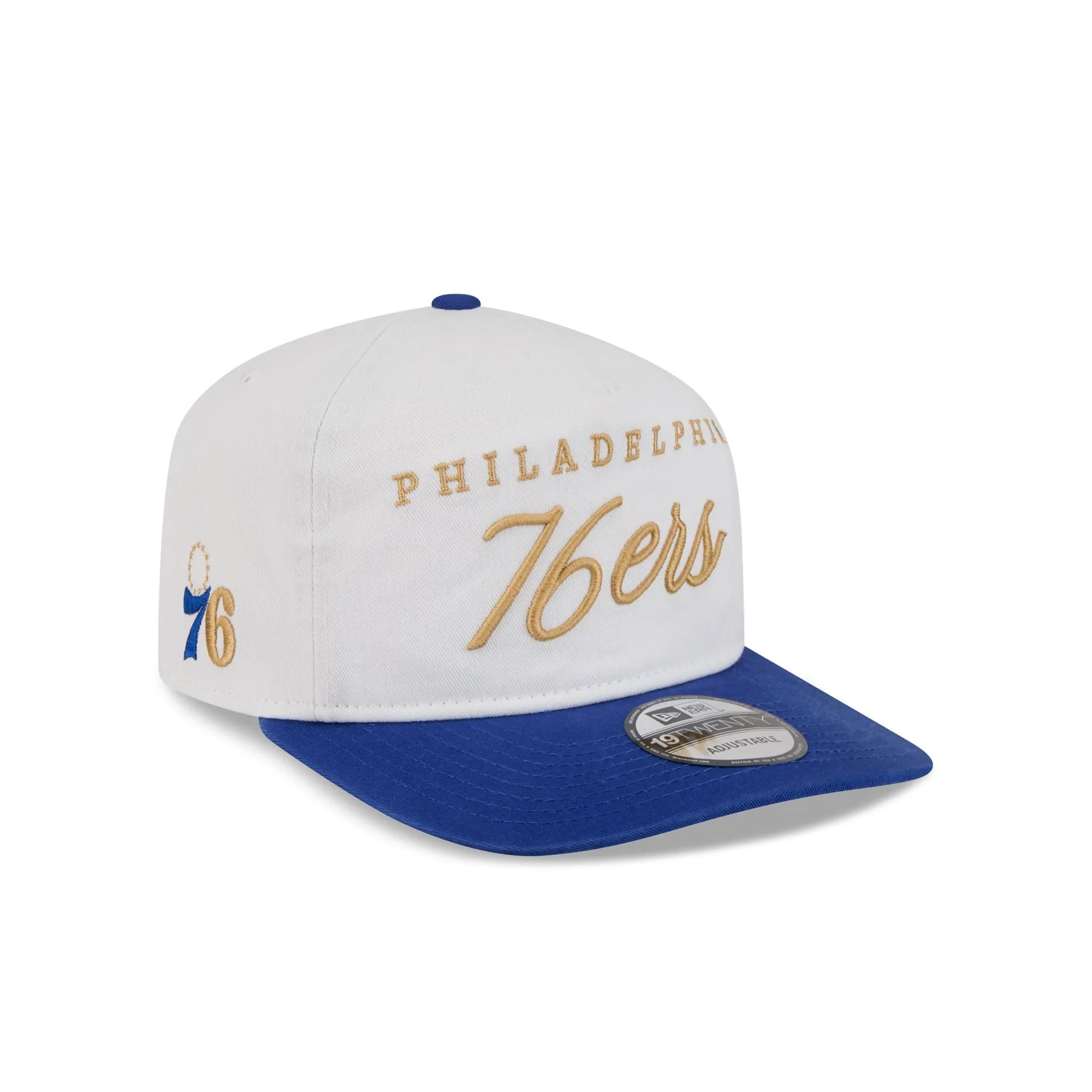 Philadelphia 76ers Gold Scripted 19TWENTY Adjustable Hat sold by New Era