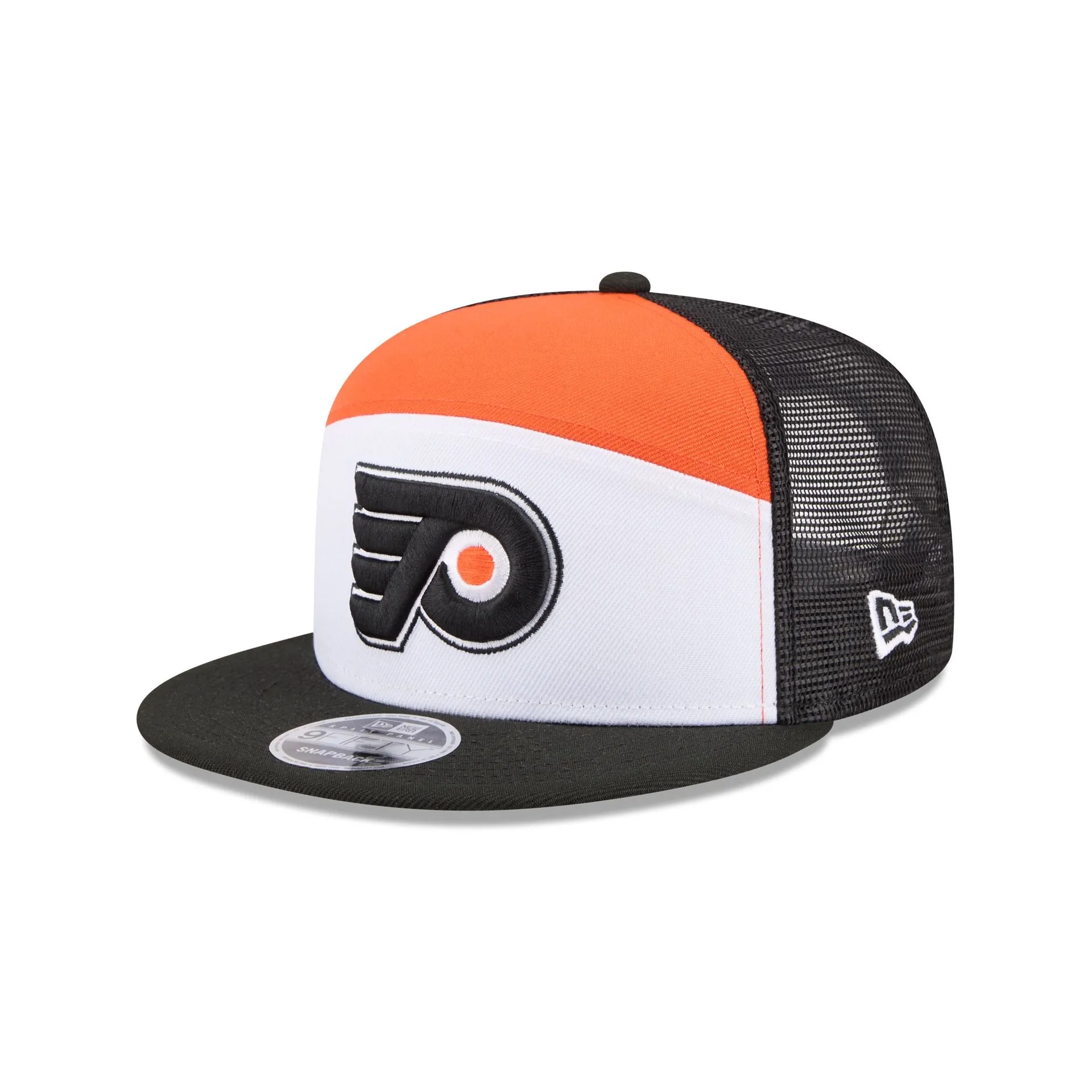Philadelphia Flyers Block Split Panel 9FIFTY Trucker Hat sold by New Era