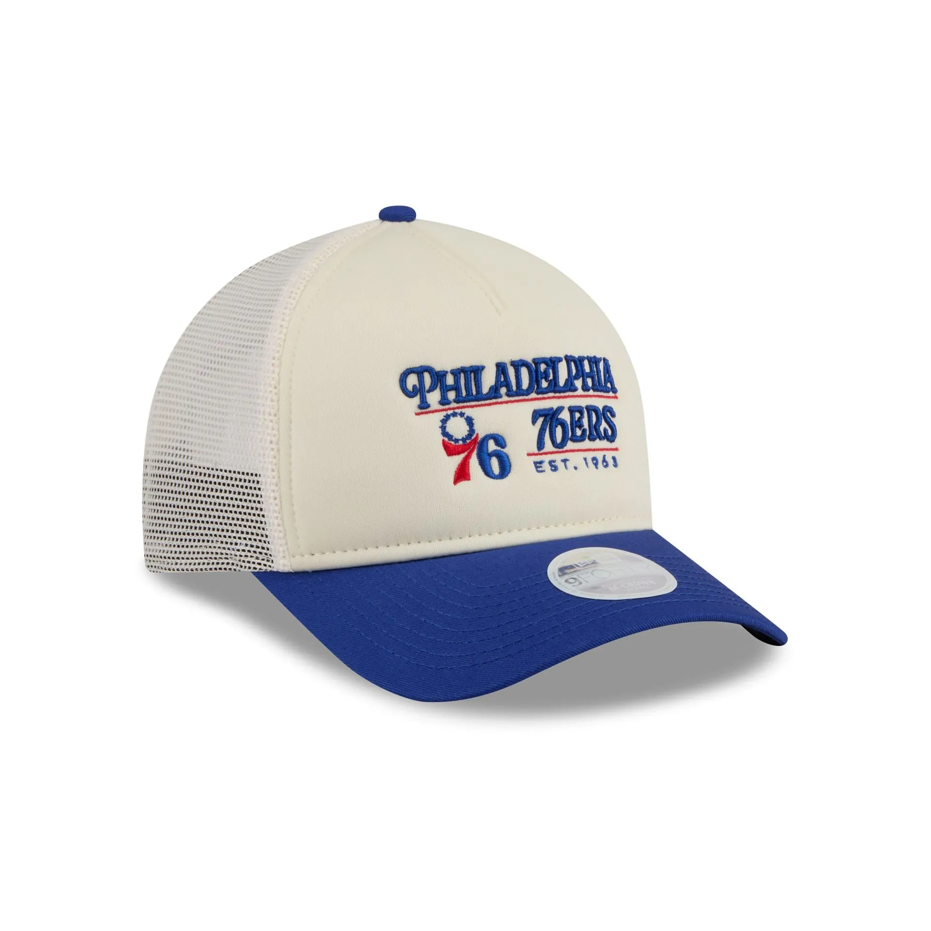 Philadelphia 76ers Retro Chrome Women's White 9FORTY M-Crown A-Frame Trucker Hat sold by New Era product image thumbnail 3