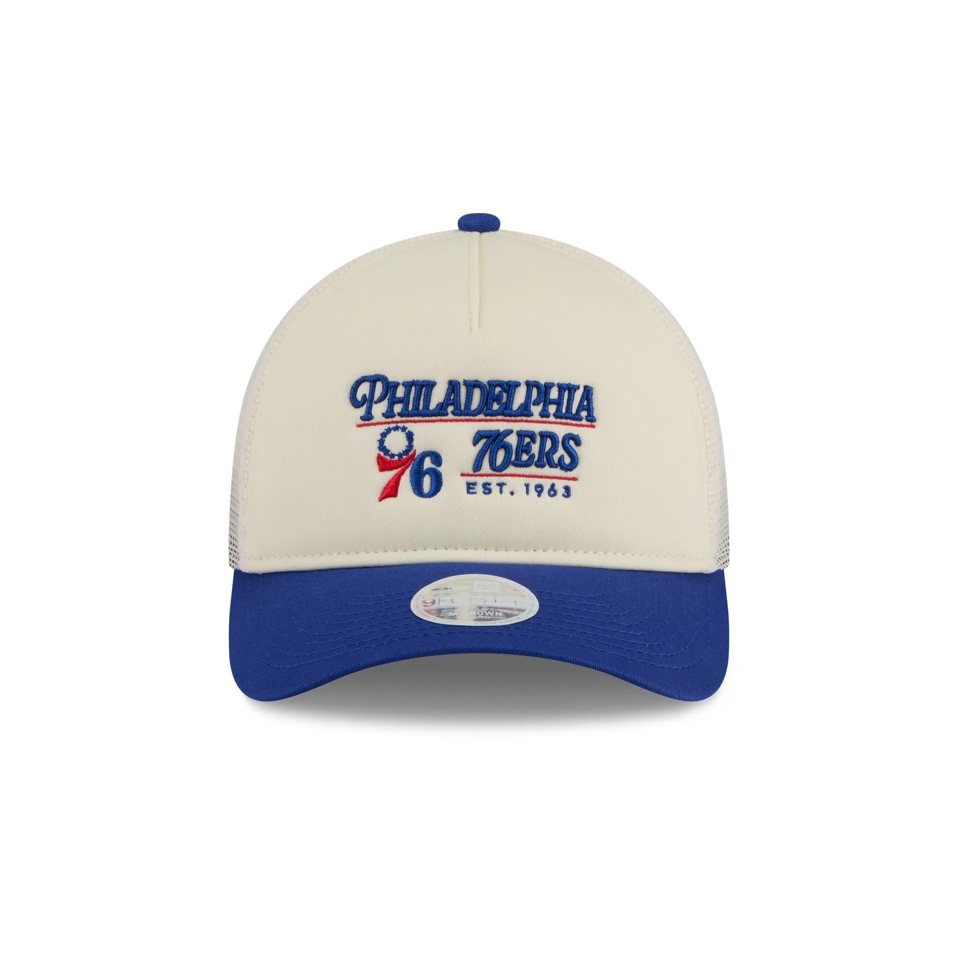 Philadelphia 76ers Retro Chrome Women's White 9FORTY M-Crown A-Frame Trucker Hat sold by New Era product image thumbnail 2