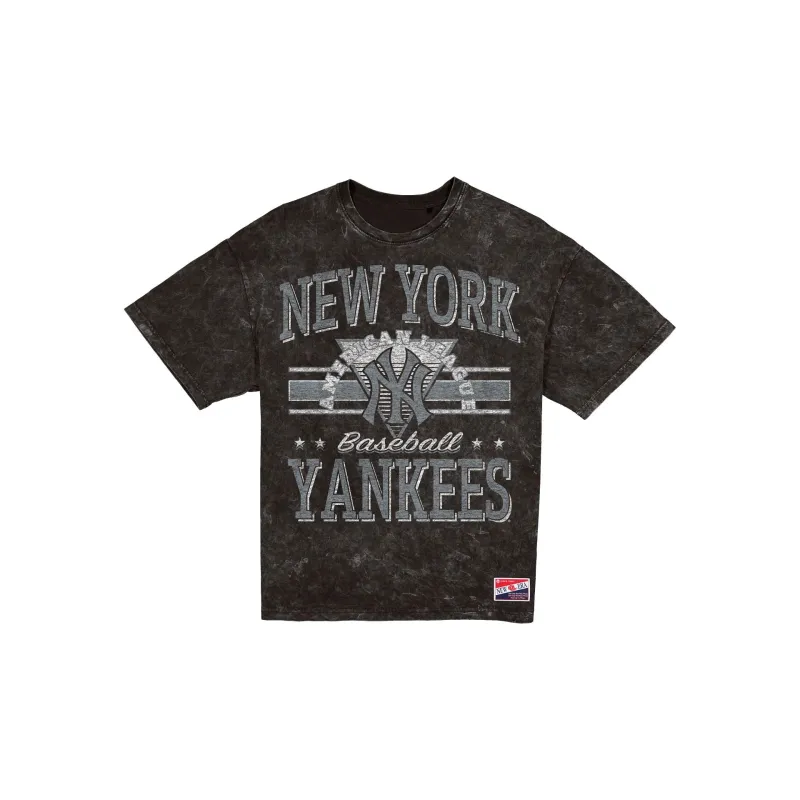 New York Yankees Throwback Vintage Wash Women's Black T-Shirt sold by New Era