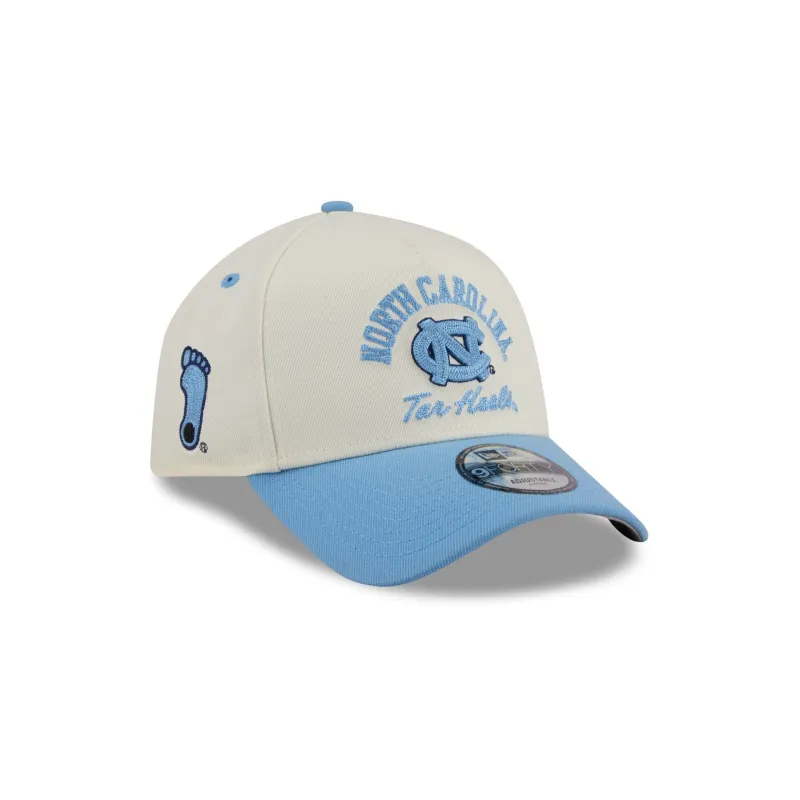 North Carolina Tar Heels Chrome White Arched 9FORTY A-Frame Snapback Hat sold by New Era