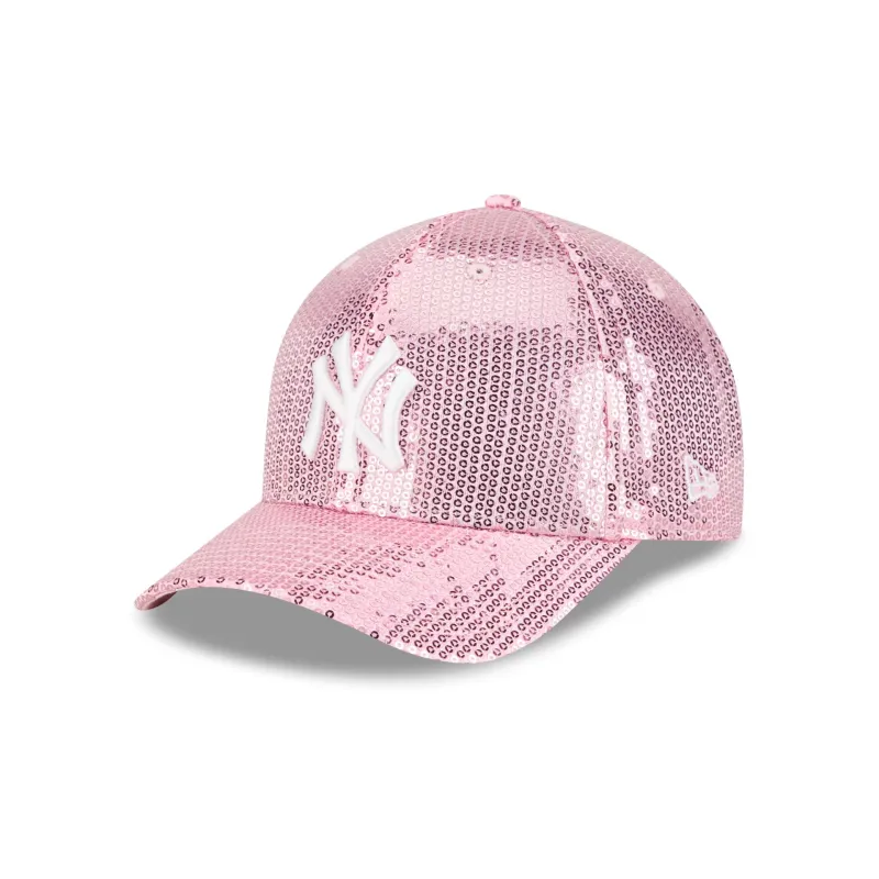 New York Yankees Sequin Pink Women's 9FORTY M-Crown Snapback Hat sold by New Era