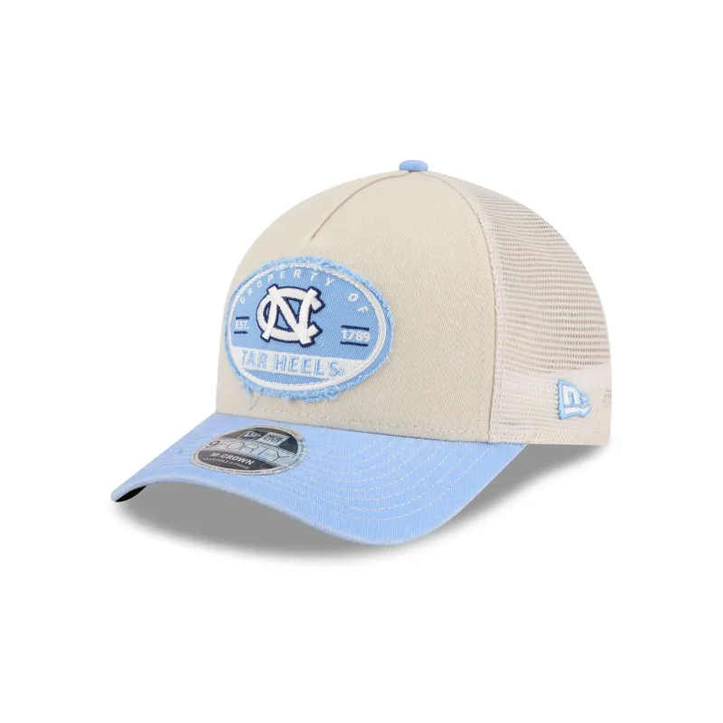 North Carolina Tar Heels Frayed 9FORTY M-Crown A-Frame Trucker Hat sold by New Era
