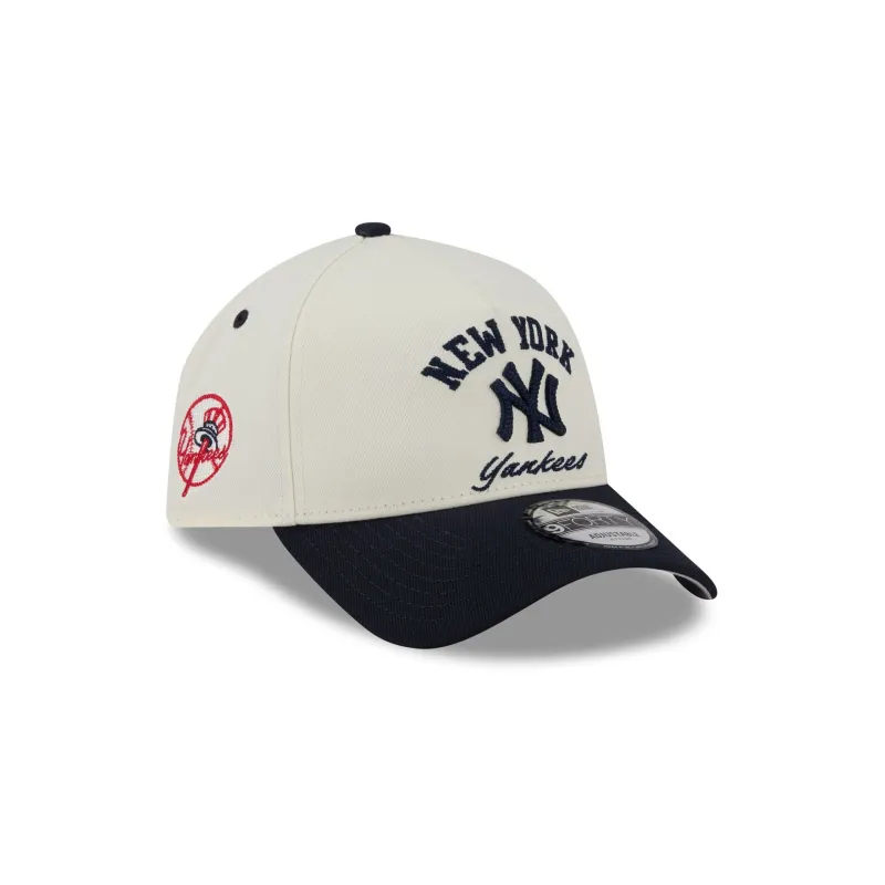 New York Yankees Chrome White Arched 9FORTY A-Frame Snapback Hat sold by New Era