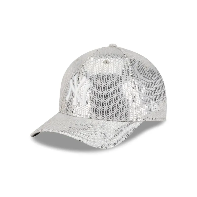 New York Yankees Sequin Gray Women's 9FORTY M-Crown Snapback Hat sold by New Era
