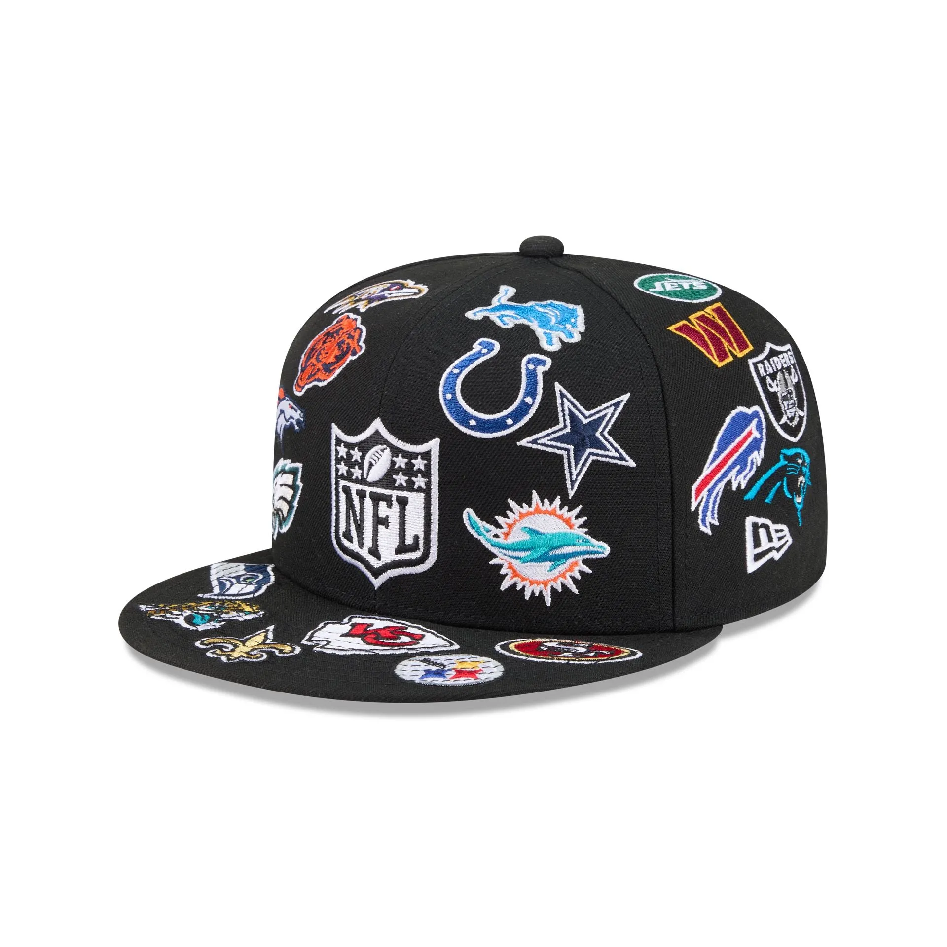 NFL All Over Logo Black 59FIFTY Fitted Hat sold by New Era