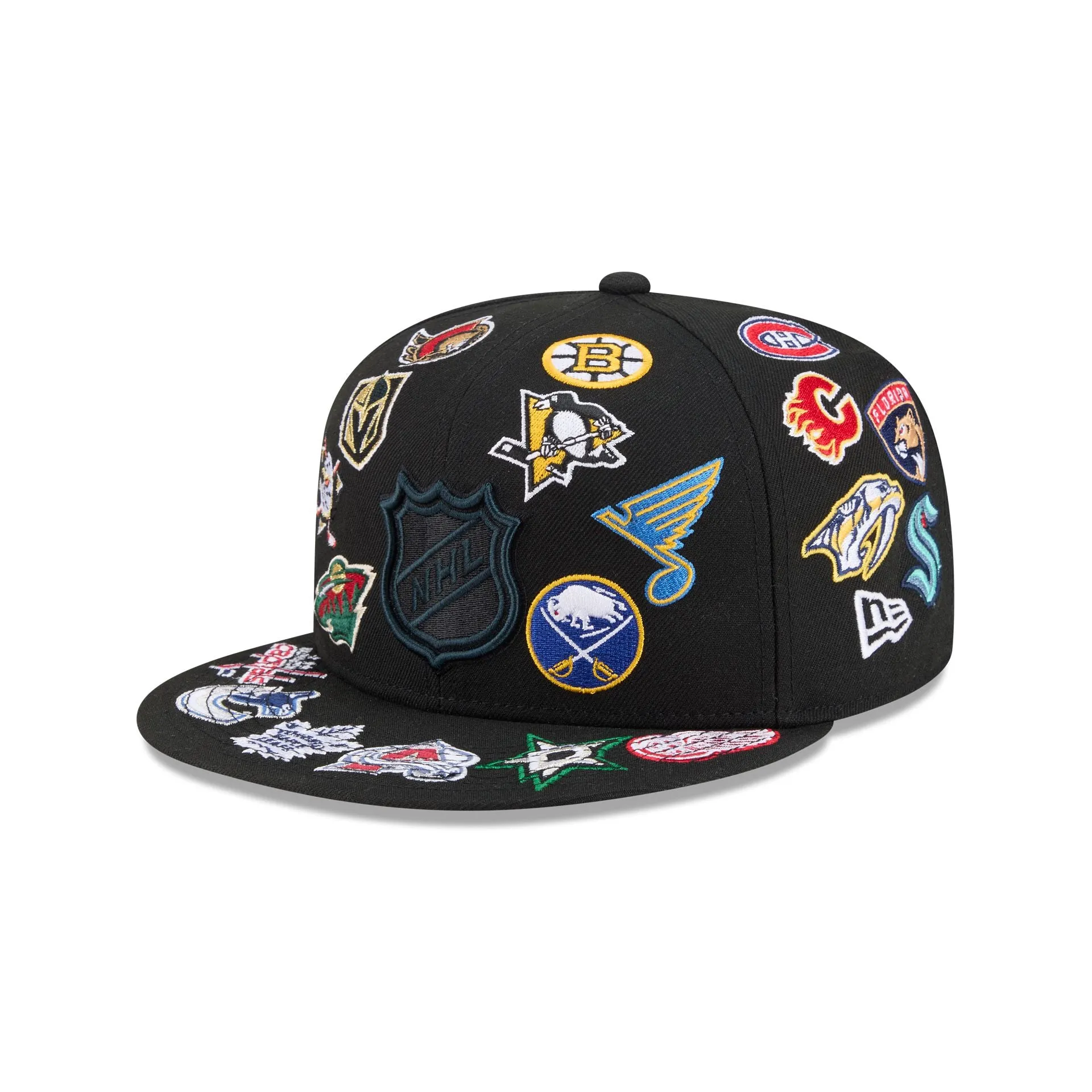 NHL All Over Logo Black 59FIFTY Fitted Hat sold by New Era