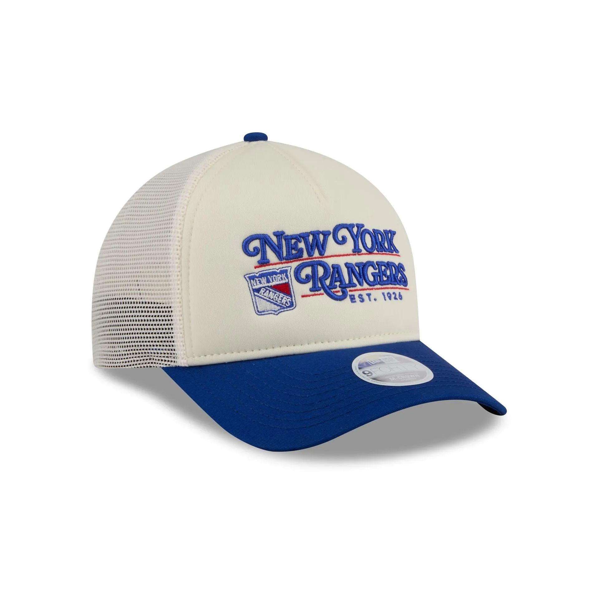New York Rangers Retro Chrome Women's White 9FORTY M-Crown A-Frame Trucker Hat sold by New Era product image thumbnail 3