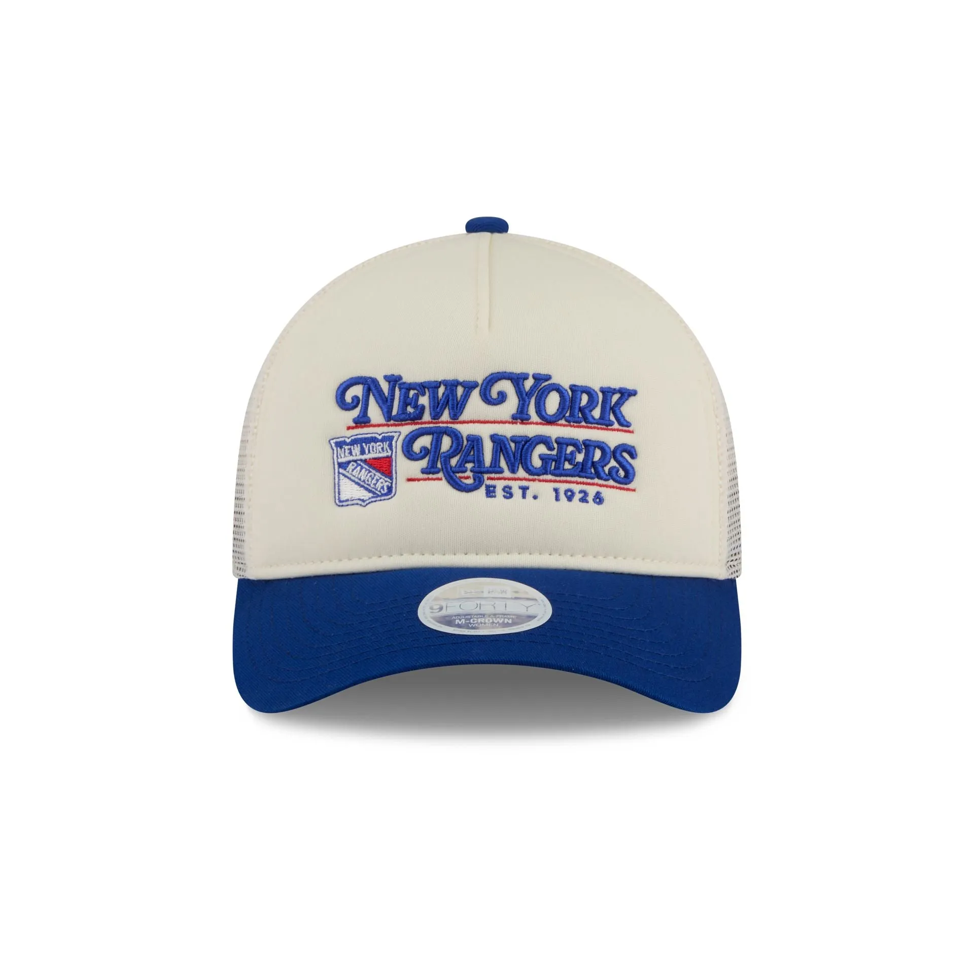 New York Rangers Retro Chrome Women's White 9FORTY M-Crown A-Frame Trucker Hat sold by New Era product image thumbnail 2