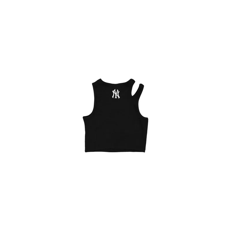 New York Yankees Leisure Women's Black Split Strap Cropped Tank Top made by New Era