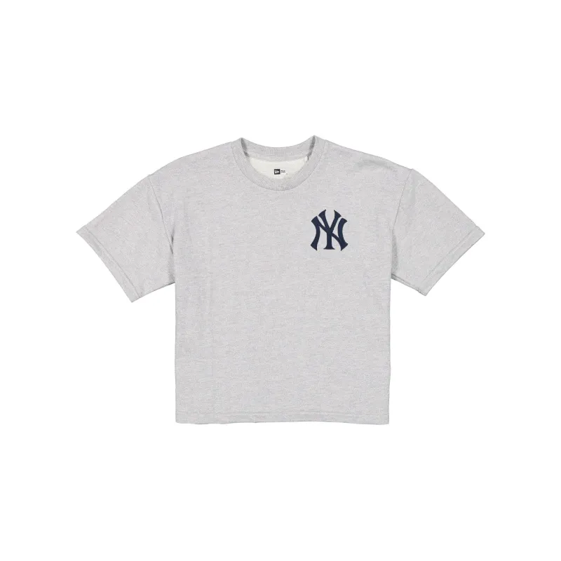 New York Yankees Glam Game Women's Cropped Heather Gray T-Shirt made by New Era