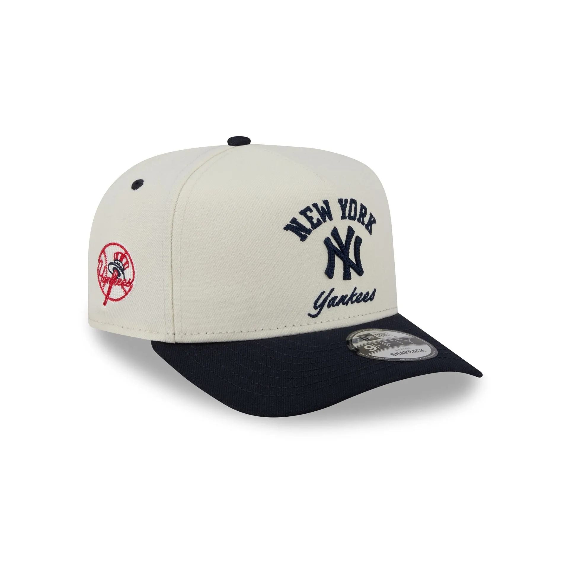 New York Yankees Arched Chrome White 9FIFTY A-Frame Snapback Hat sold by New Era