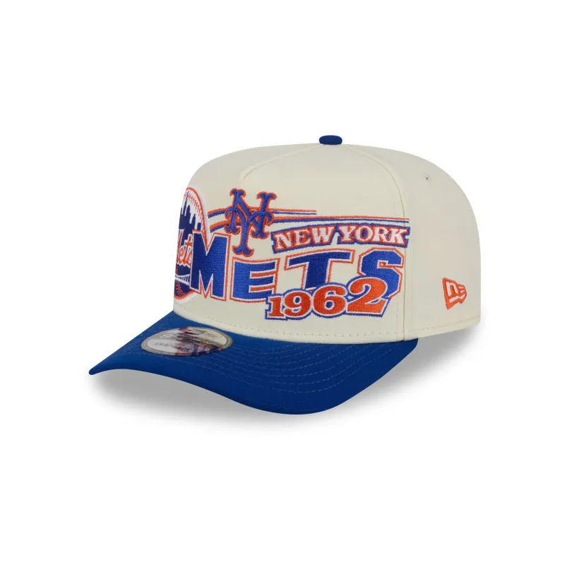 New York Mets Chrome White Classic 9FIFTY A-Frame Snapback Hat made by New Era