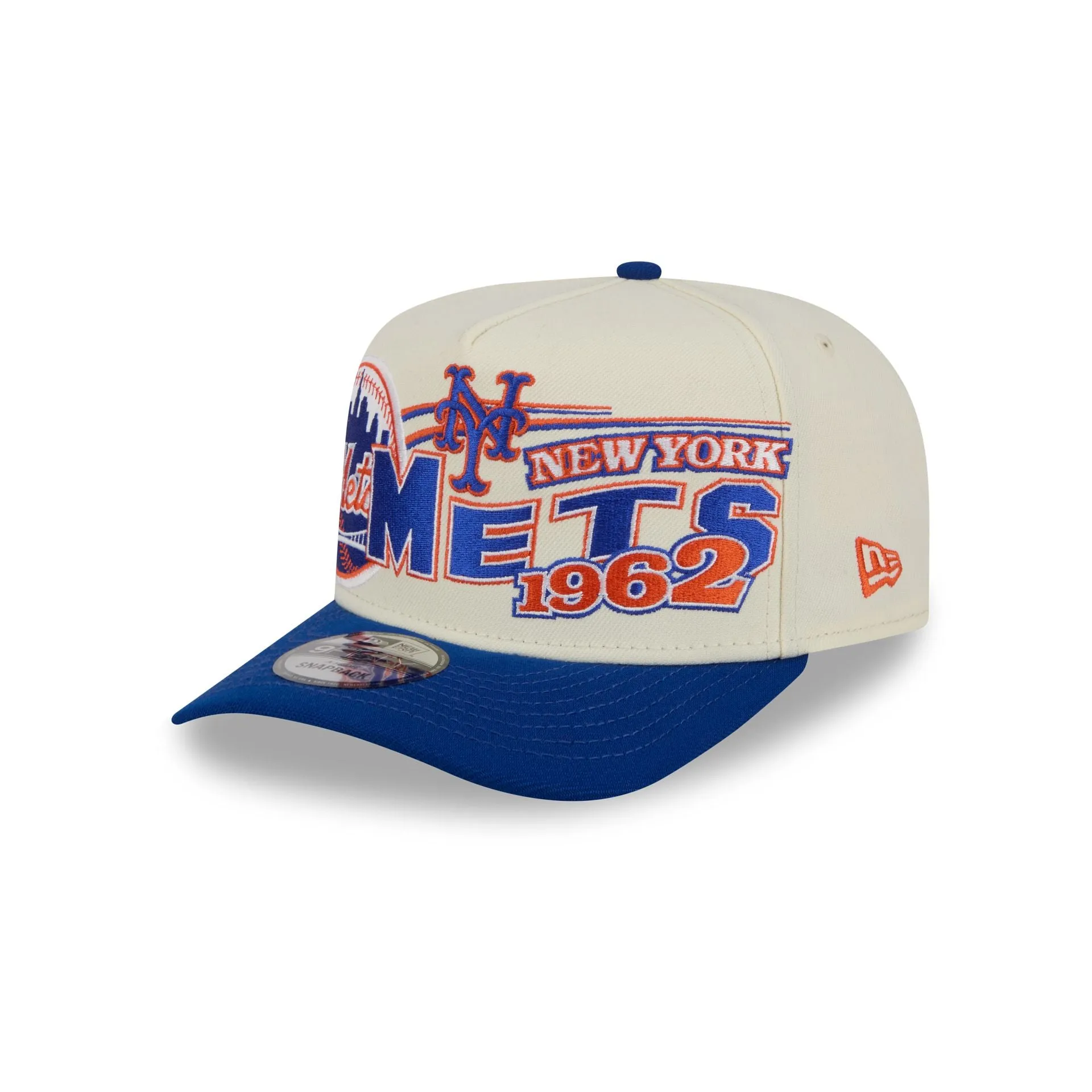 New York Mets Chrome White Classic 9FIFTY A-Frame Snapback Hat sold by New Era