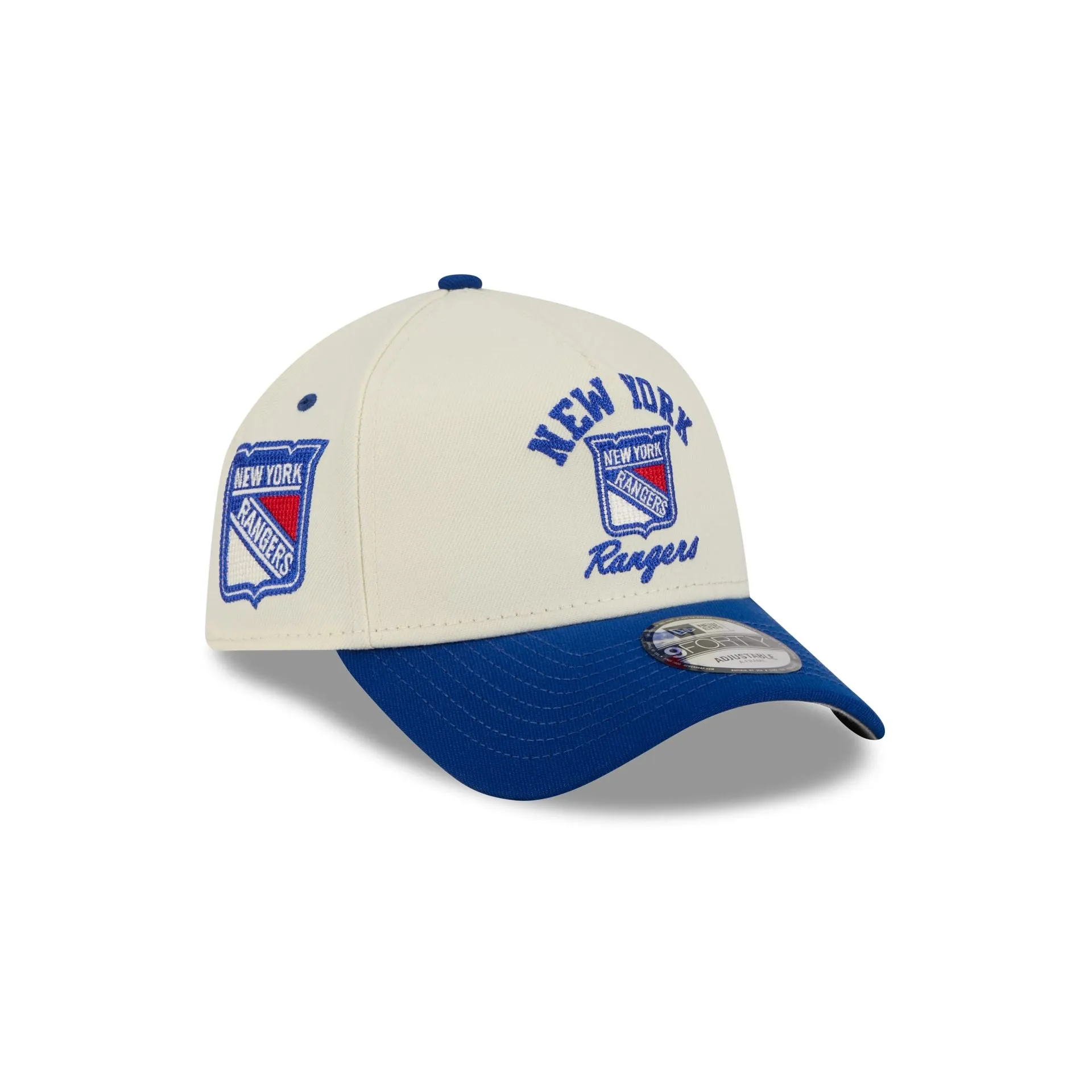 New York Rangers Chrome White Arched 9FORTY A-Frame Snapback Hat sold by New Era