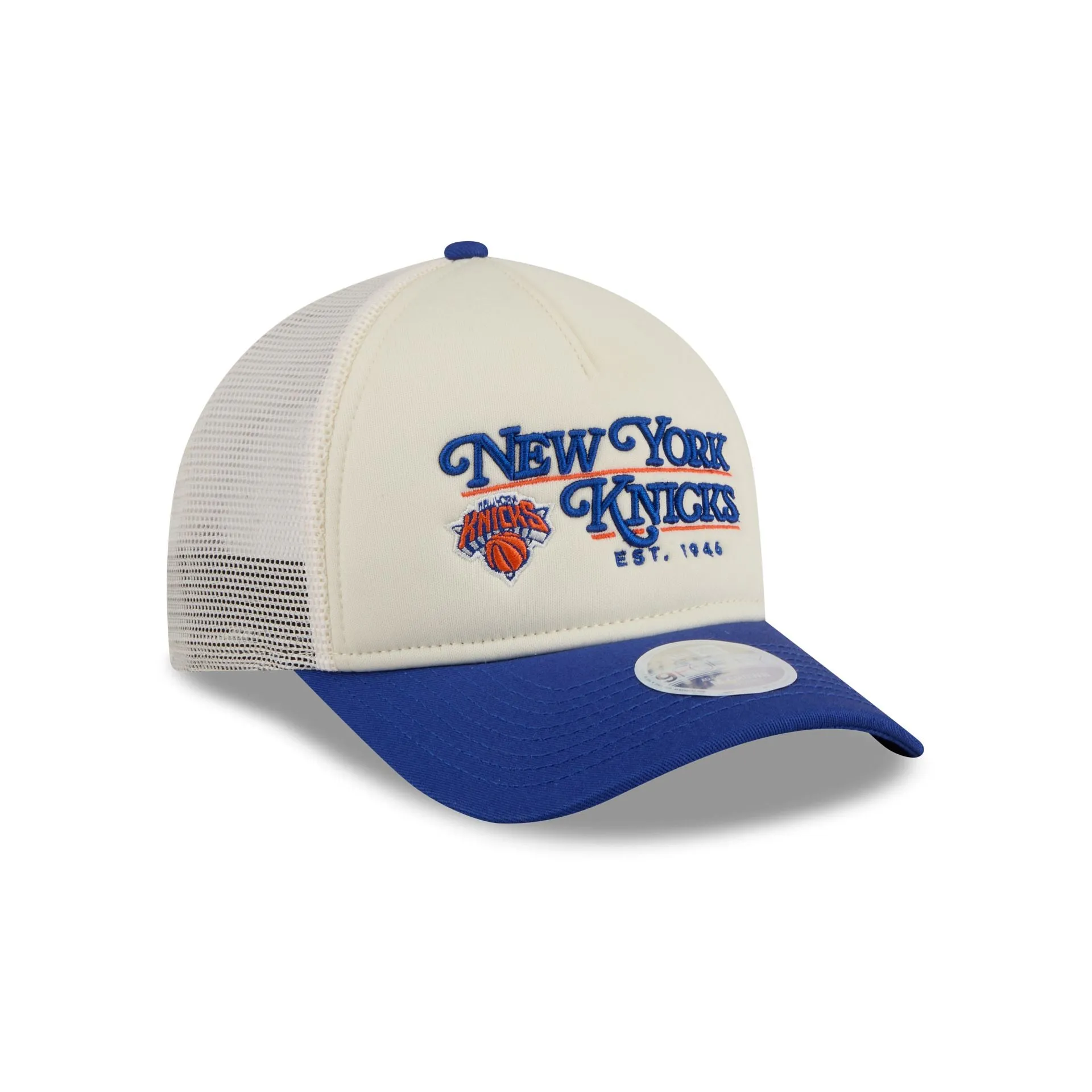 New York Knicks Retro Chrome Women's White 9FORTY M-Crown A-Frame Trucker Hat sold by New Era product image thumbnail 3