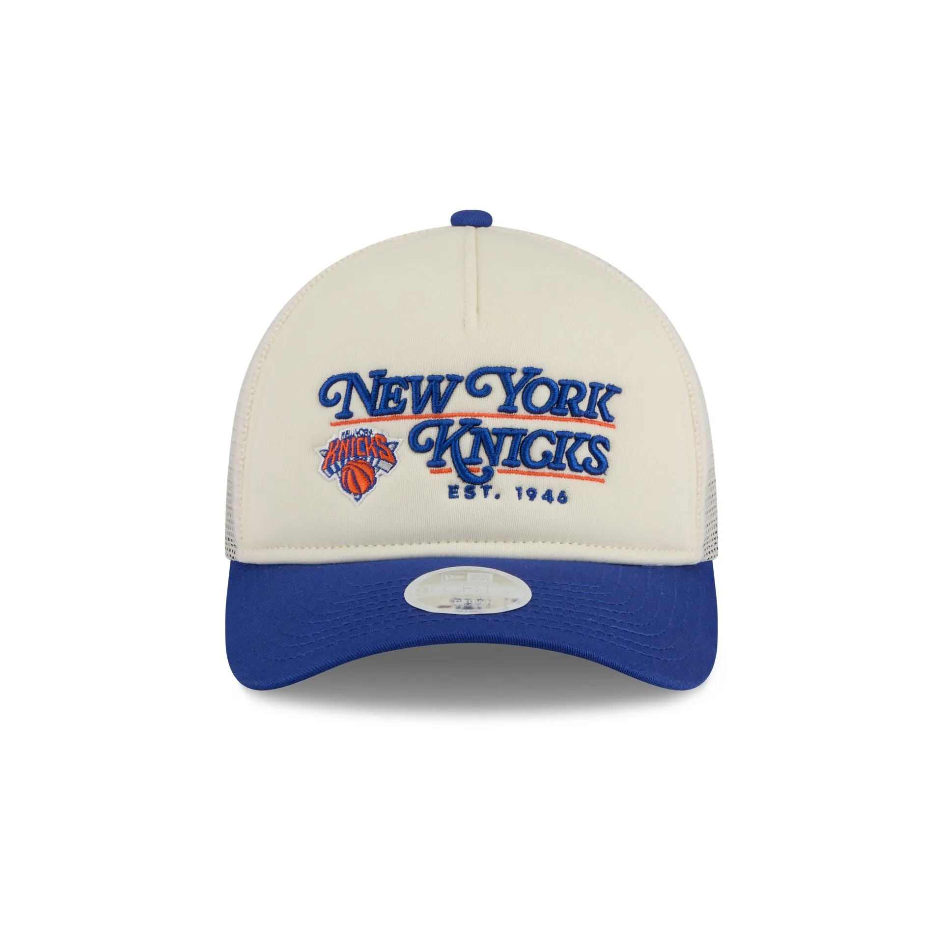 New York Knicks Retro Chrome Women's White 9FORTY M-Crown A-Frame Trucker Hat sold by New Era product image thumbnail 2