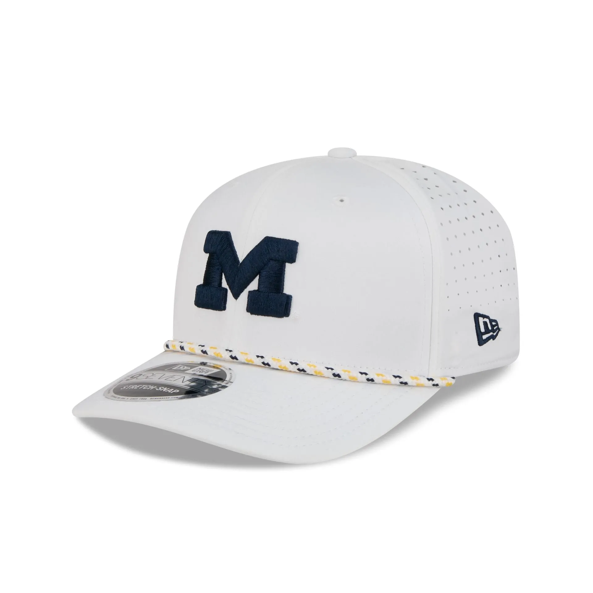 Michigan Wolverines Optic White Performance Rope 9SEVENTY Stretch-Snap Hat sold by New Era