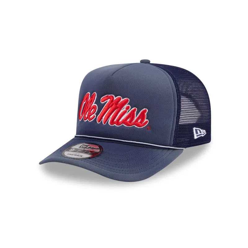 Mississippi Rebels Worn 9FIFTY A-Frame Trucker Hat made by New Era