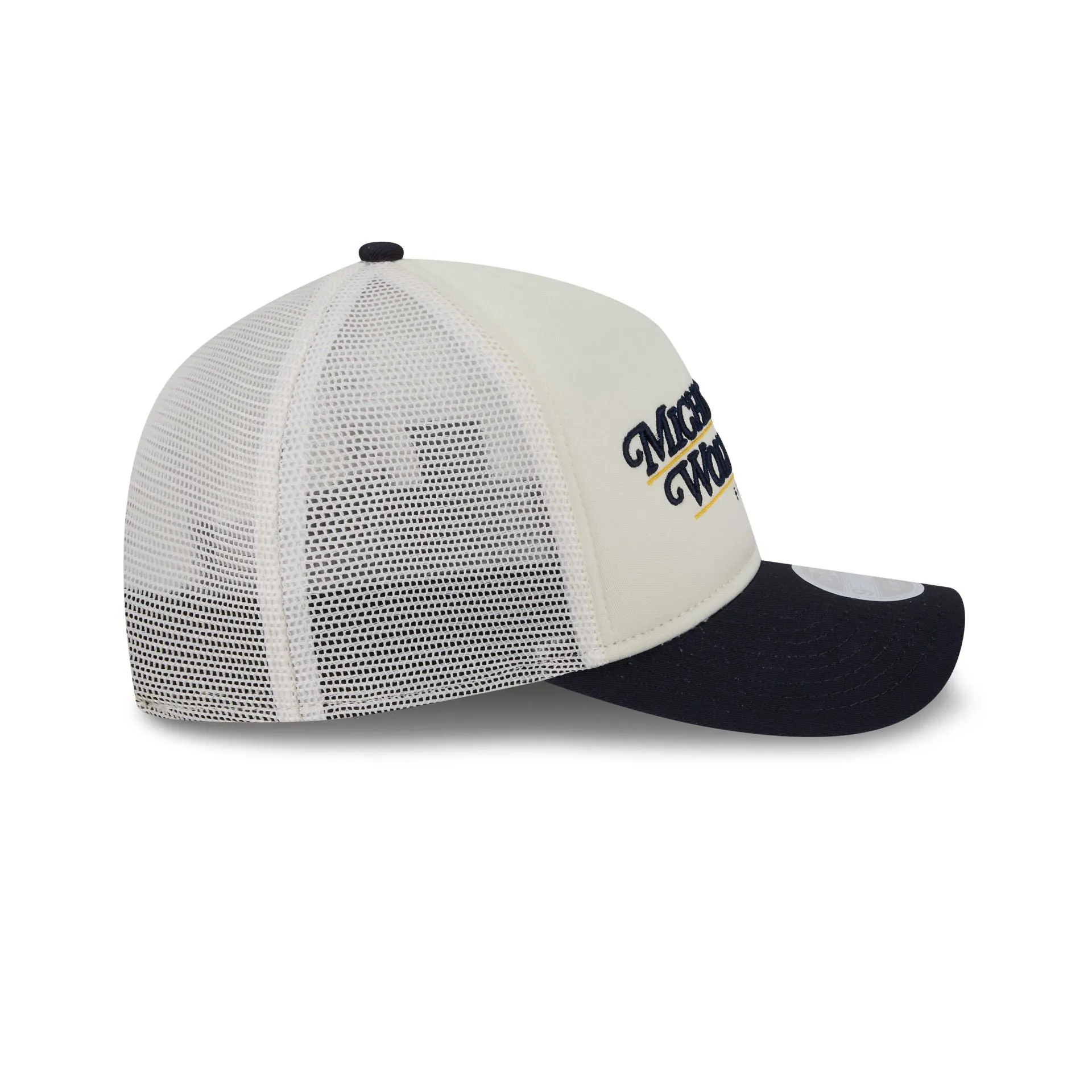 Michigan Wolverines Retro Chrome Women's White 9FORTY M-Crown A-Frame Trucker Hat sold by New Era product image thumbnail 5