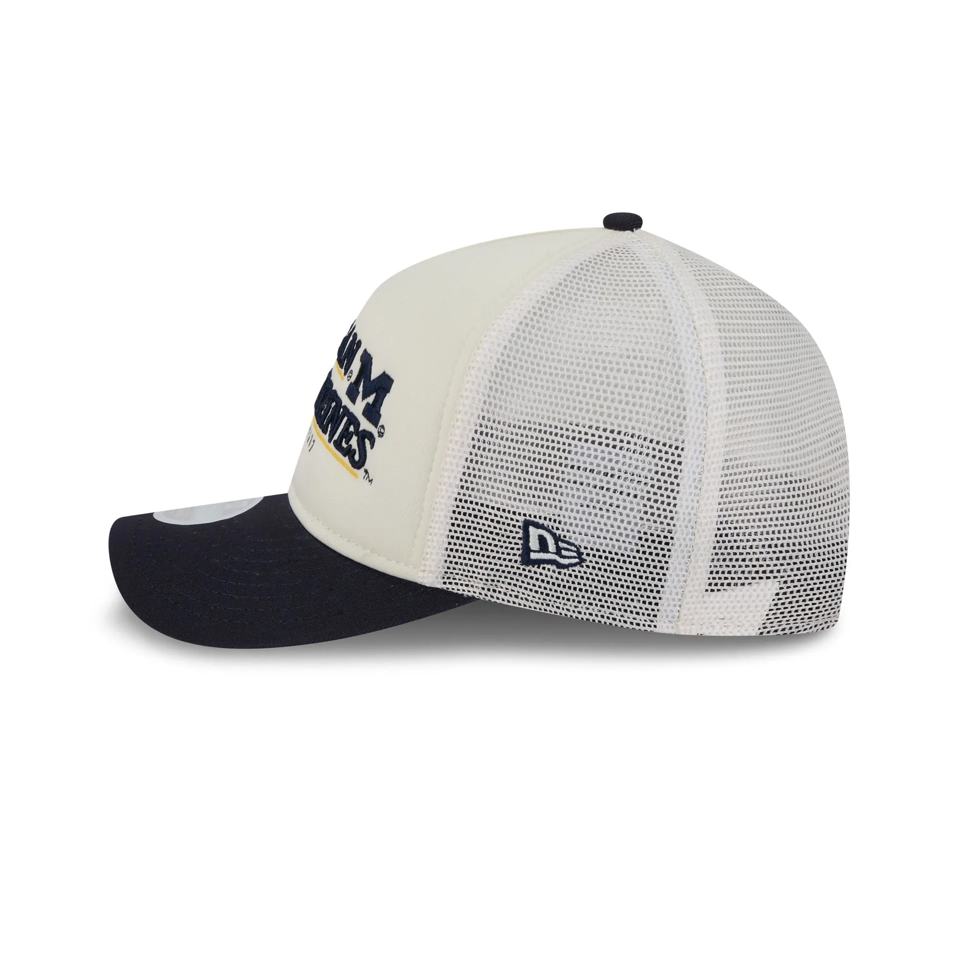 Michigan Wolverines Retro Chrome Women's White 9FORTY M-Crown A-Frame Trucker Hat sold by New Era product image thumbnail 4