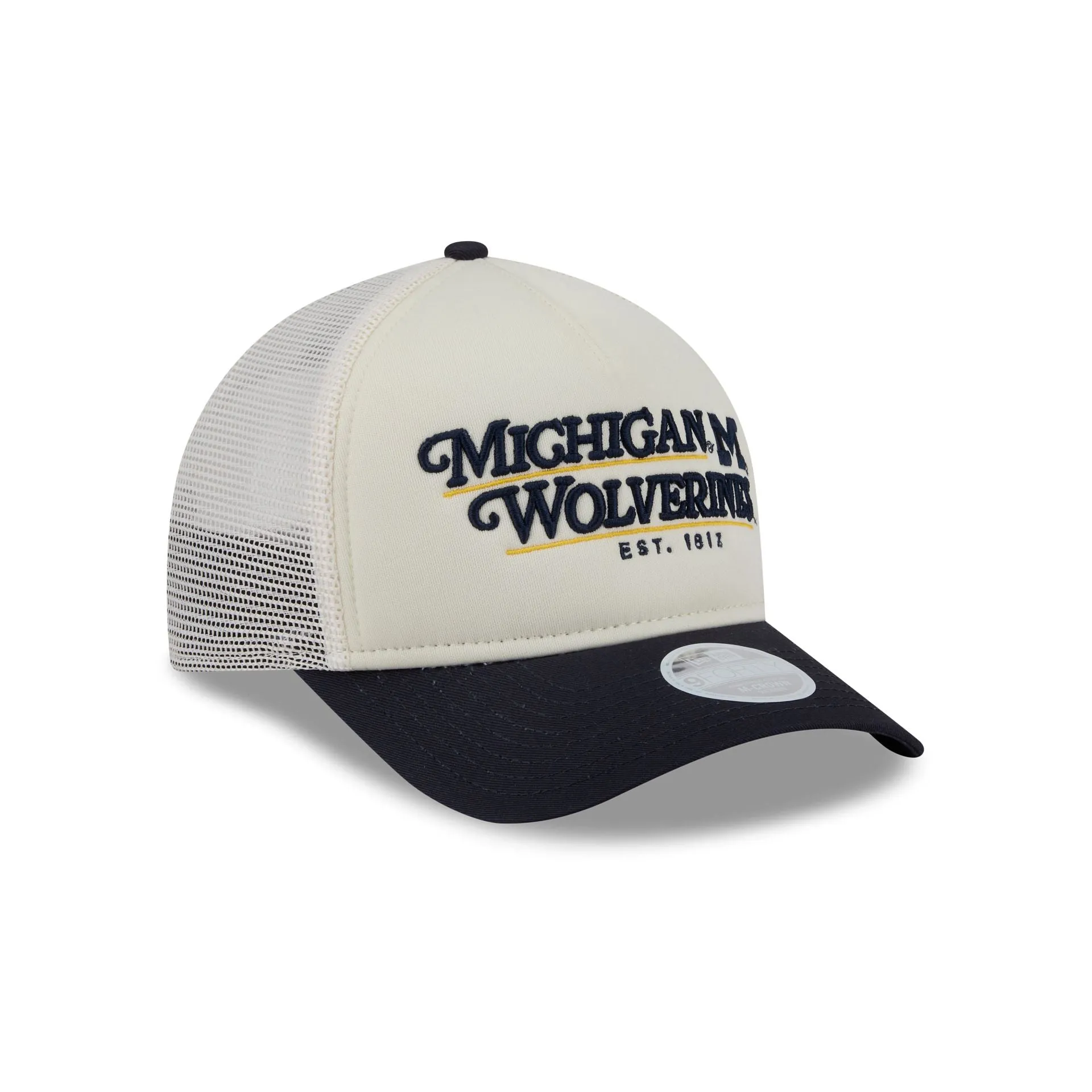 Michigan Wolverines Retro Chrome Women's White 9FORTY M-Crown A-Frame Trucker Hat sold by New Era product image thumbnail 3