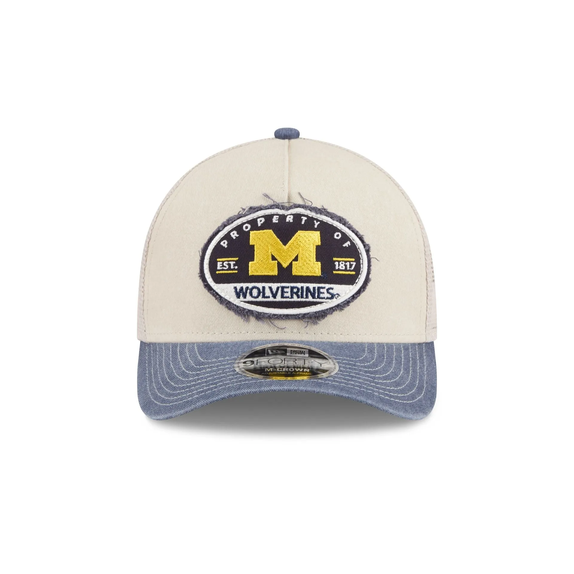 Michigan Wolverines Frayed 9FORTY M-Crown A-Frame Trucker Hat sold by New Era product image thumbnail 2