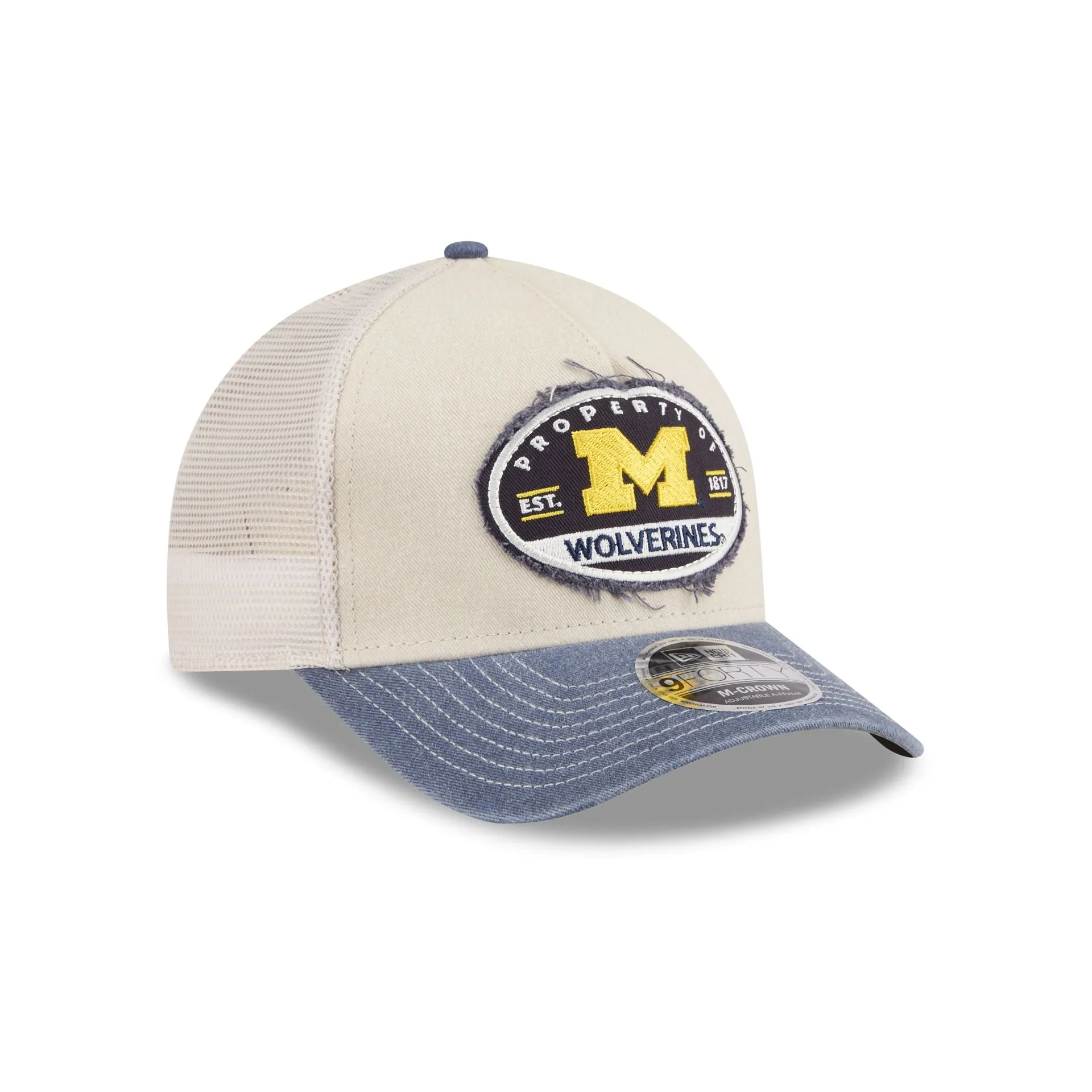 Michigan Wolverines Frayed 9FORTY M-Crown A-Frame Trucker Hat sold by New Era product image thumbnail 3