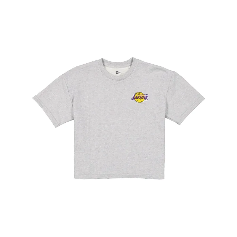 Los Angeles Lakers Glam Game Women's Cropped Heather Gray T-Shirt sold by New Era