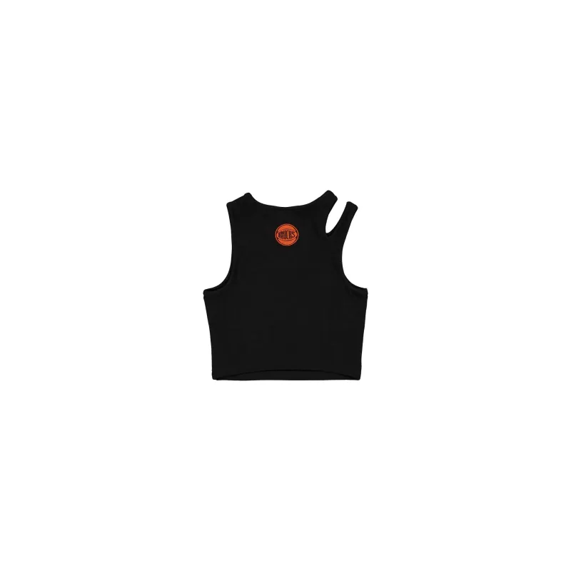New York Knicks Leisure Women's Black Split Strap Cropped Tank Top made by New Era