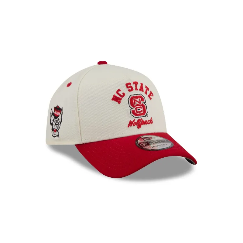 NC State Wolfpack Chrome White Arched 9FORTY A-Frame Snapback Hat made by New Era