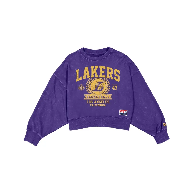 Los Angeles Lakers Throwback Women's Boxy Crewneck made by New Era