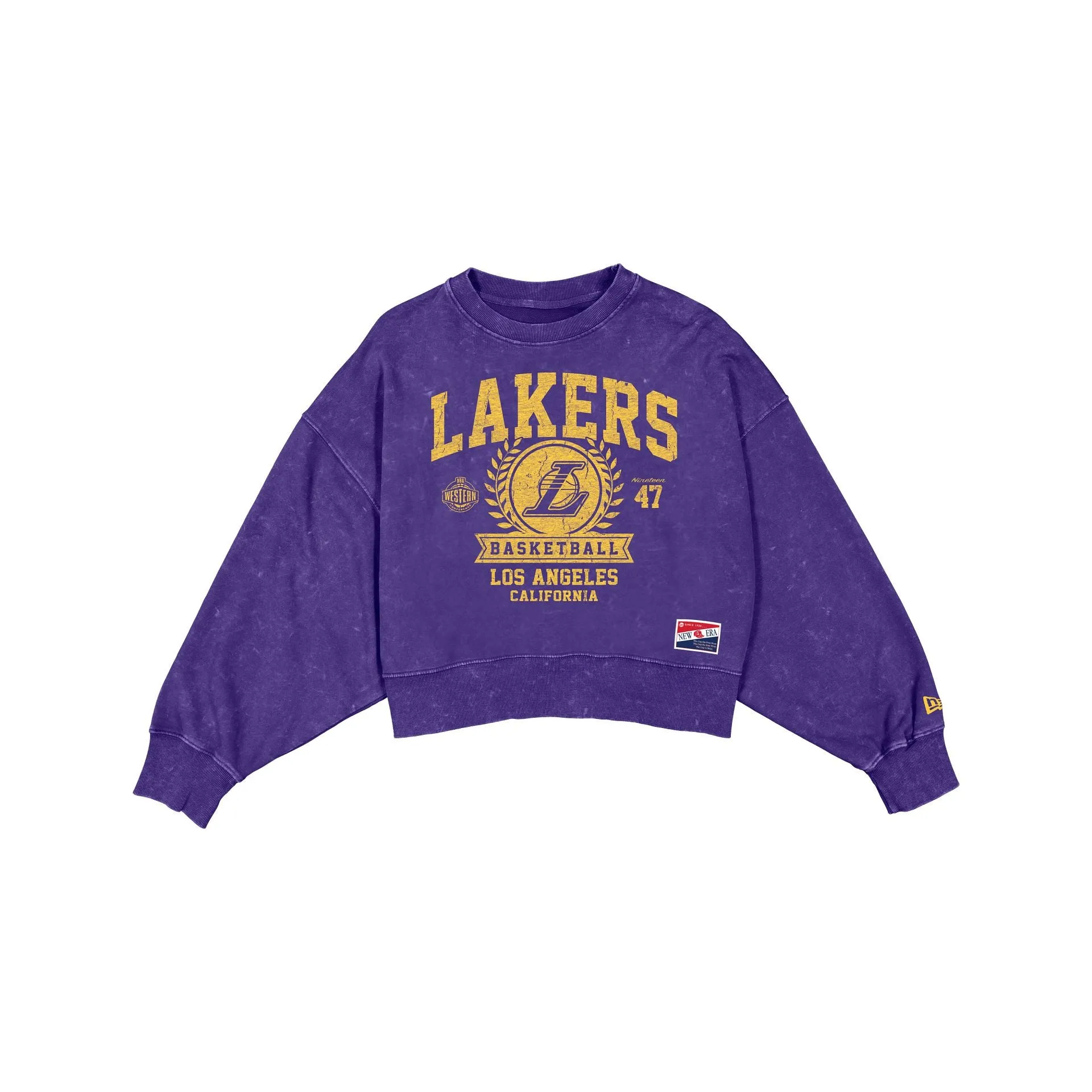 Los Angeles Lakers Throwback Women's Boxy Crewneck sold by New Era