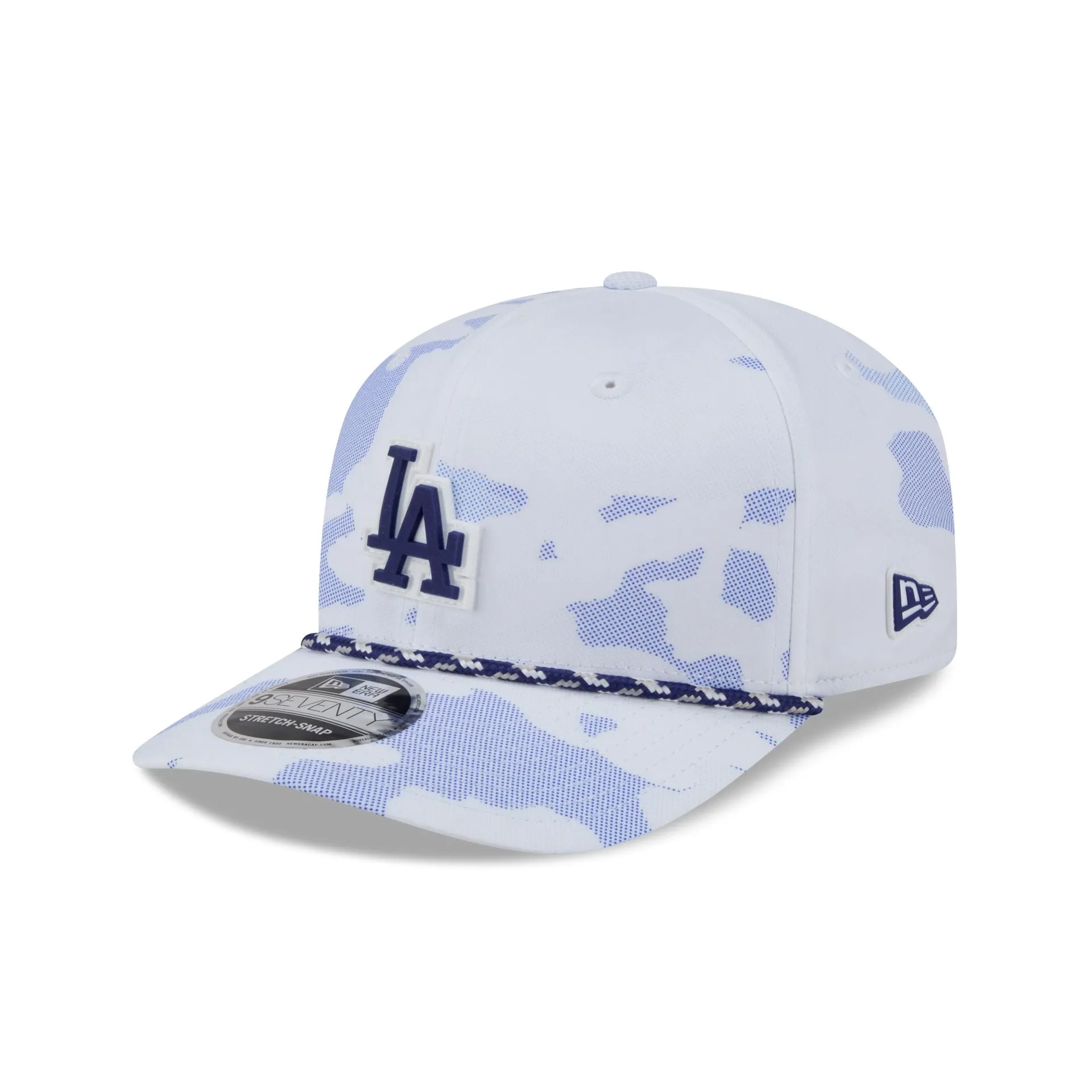 Los Angeles Dodgers White Camo Performance Rope 9SEVENTY Stretch-Snap Hat sold by New Era