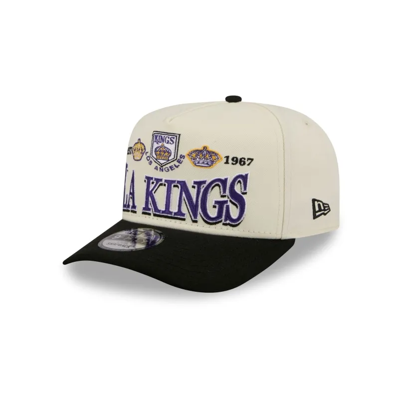 Los Angeles Kings Three Hit Chrome White 9FIFTY A-Frame Snapback Hat made by New Era