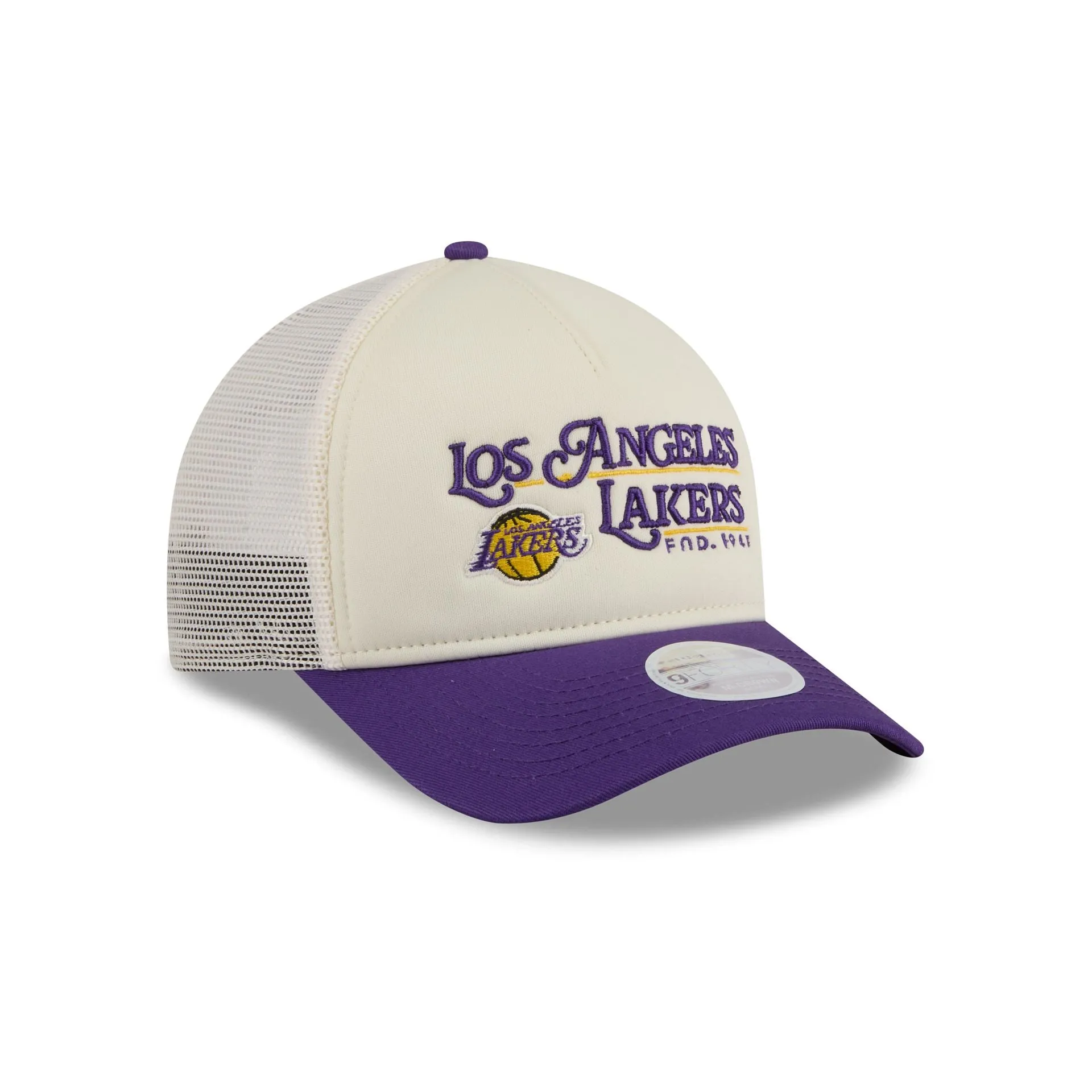 Los Angeles Lakers Retro Chrome Women's White 9FORTY M-Crown A-Frame Trucker Hat sold by New Era product image thumbnail 3
