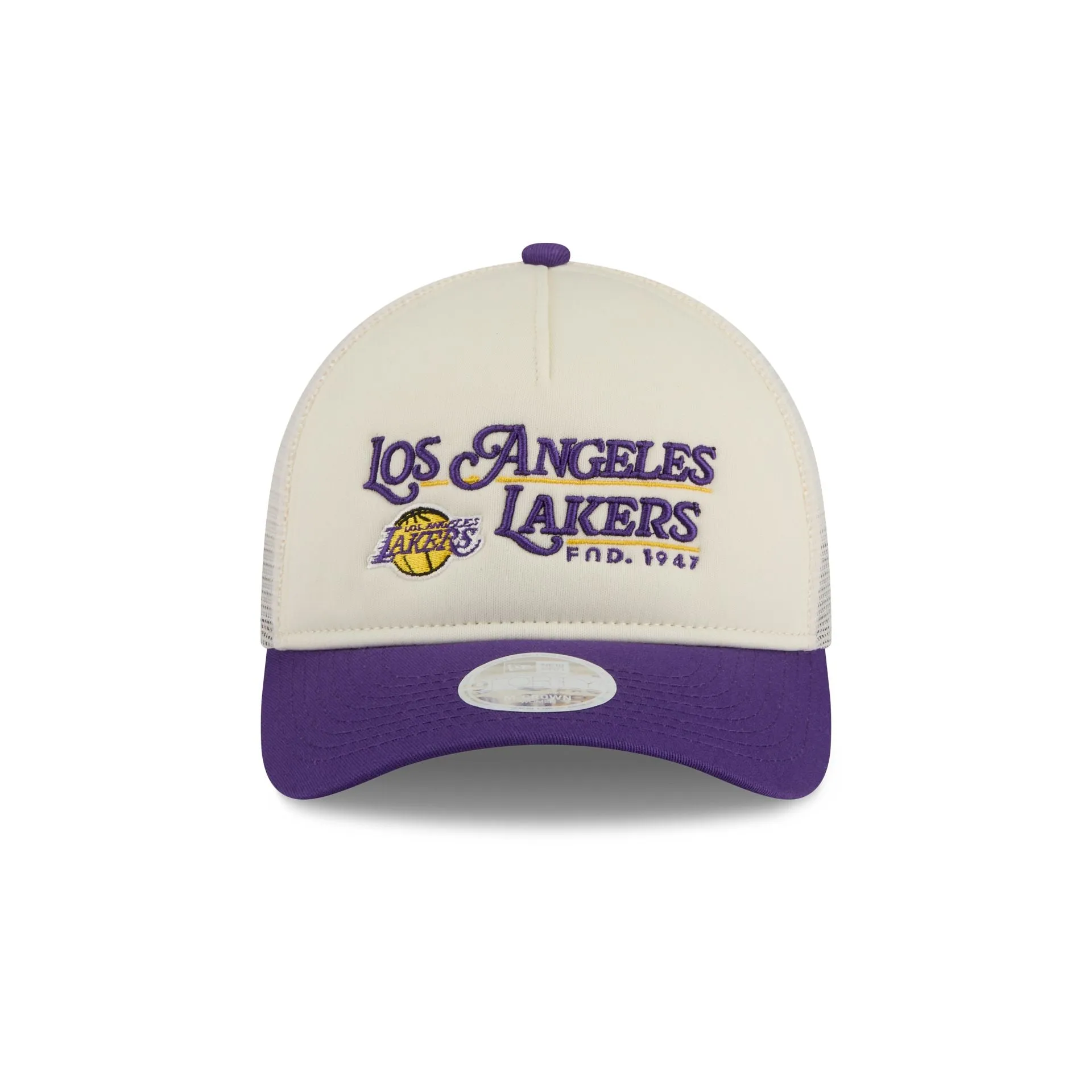 Los Angeles Lakers Retro Chrome Women's White 9FORTY M-Crown A-Frame Trucker Hat sold by New Era product image thumbnail 2