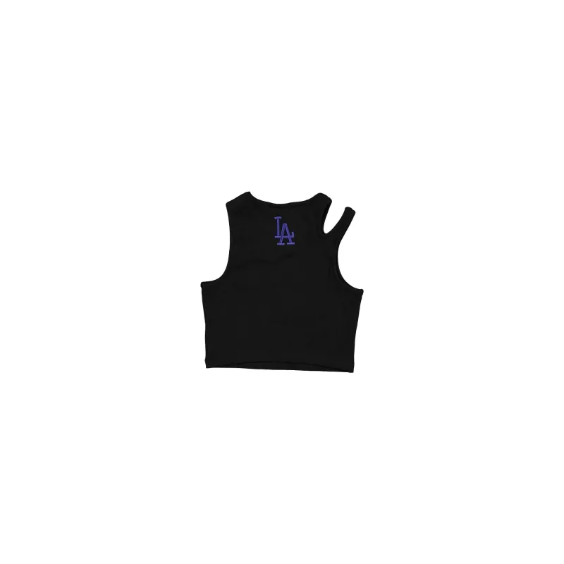 Los Angeles Dodgers Leisure Women's Black Split Strap Cropped Tank Top sold by New Era