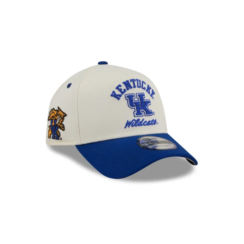 Kentucky Wildcats Chrome White Arched 9FORTY A-Frame Snapback Hat made by New Era