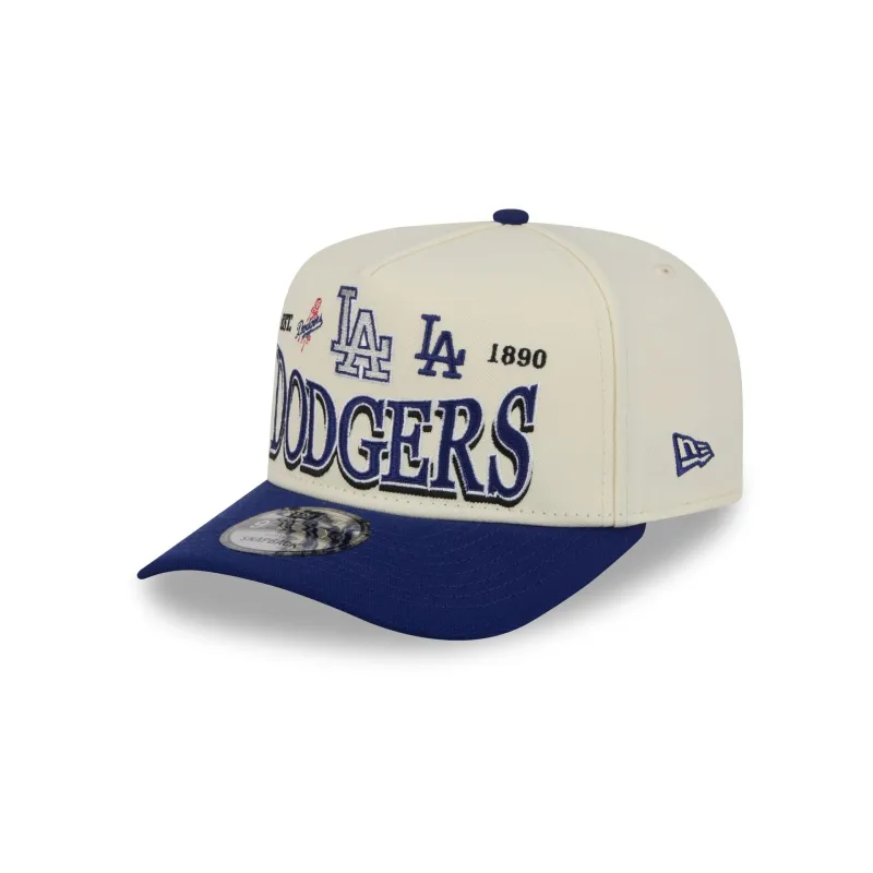 Los Angeles Dodgers Three Hit Chrome White 9FIFTY A-Frame Snapback Hat sold by New Era