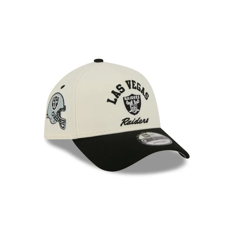 Las Vegas Raiders Chrome White Arched 9FORTY A-Frame Snapback Hat made by New Era