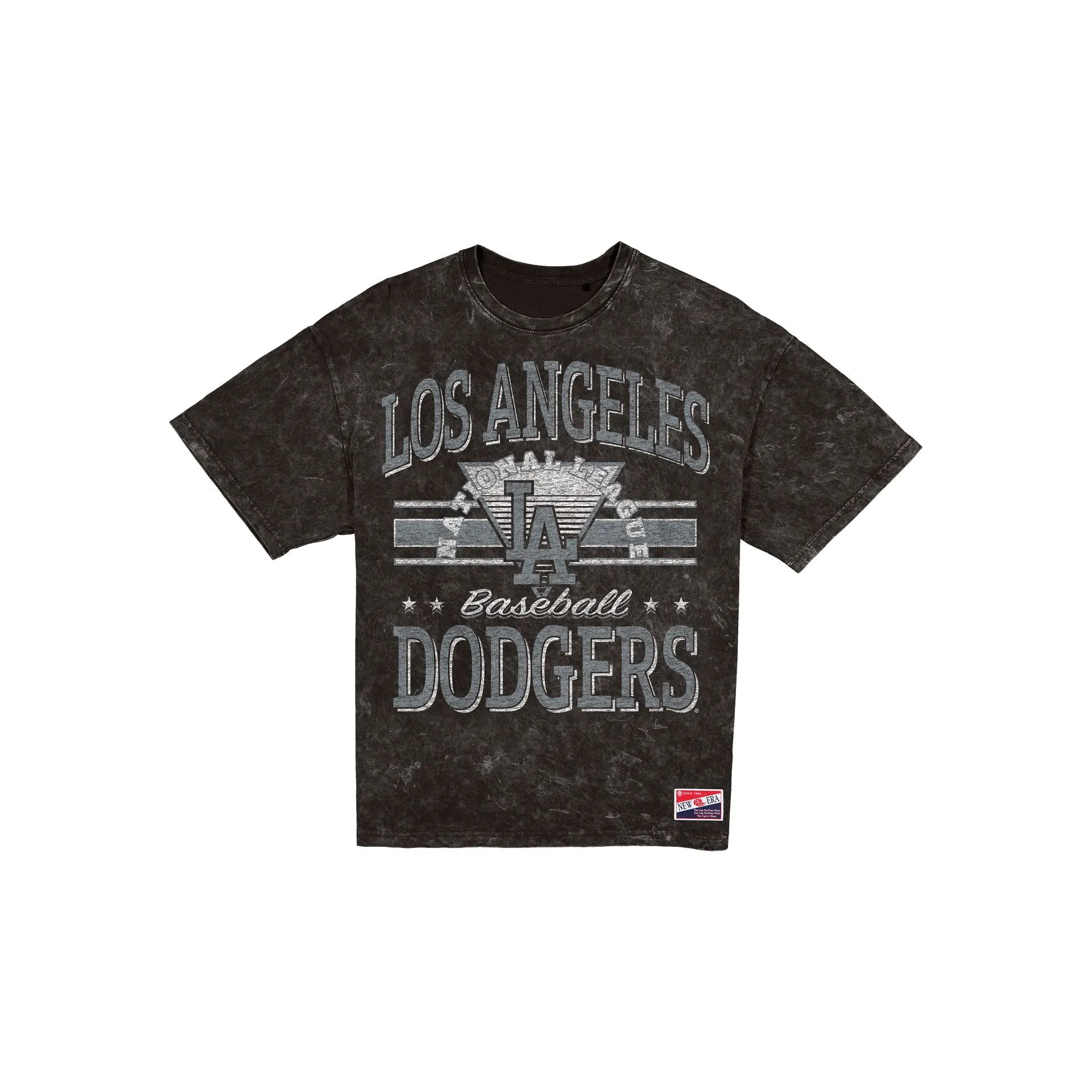 Los Angeles Dodgers Throwback Vintage Wash Women's Black T-Shirt sold by New Era