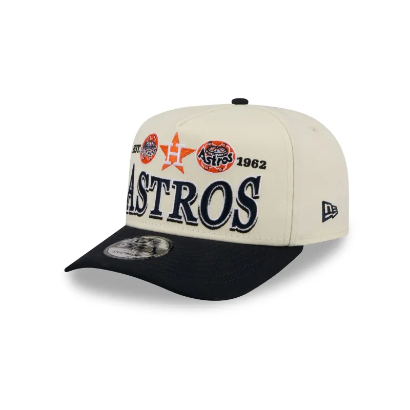 Houston Astros Three Hit Chrome White 9FIFTY A-Frame Snapback Hat sold by New Era
