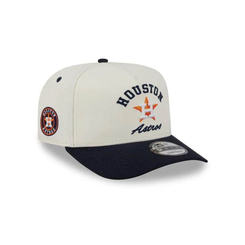 Houston Astros Arched Chrome White 9FIFTY A-Frame Snapback Hat sold by New Era