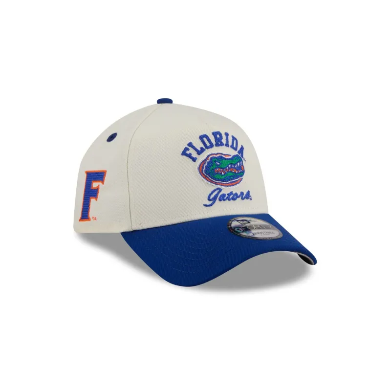 Florida Gators Chrome White Arched 9FORTY A-Frame Snapback Hat made by New Era