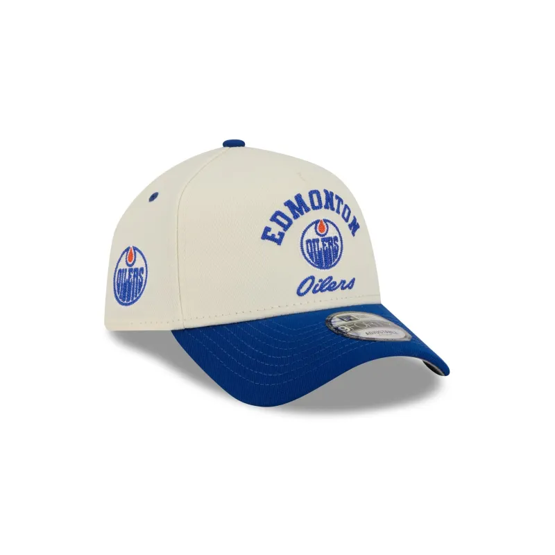 Edmonton Oilers Chrome White Arched 9FORTY A-Frame Snapback Hat sold by New Era