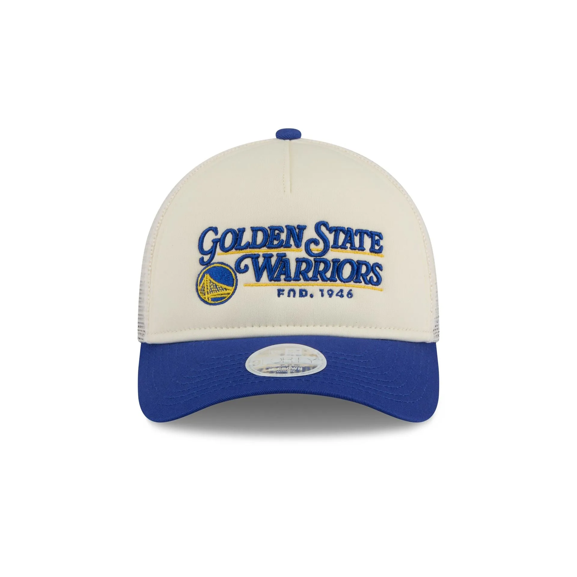 Golden State Warriors Retro Chrome Women's White 9FORTY M-Crown A-Frame Trucker Hat sold by New Era product image thumbnail 2
